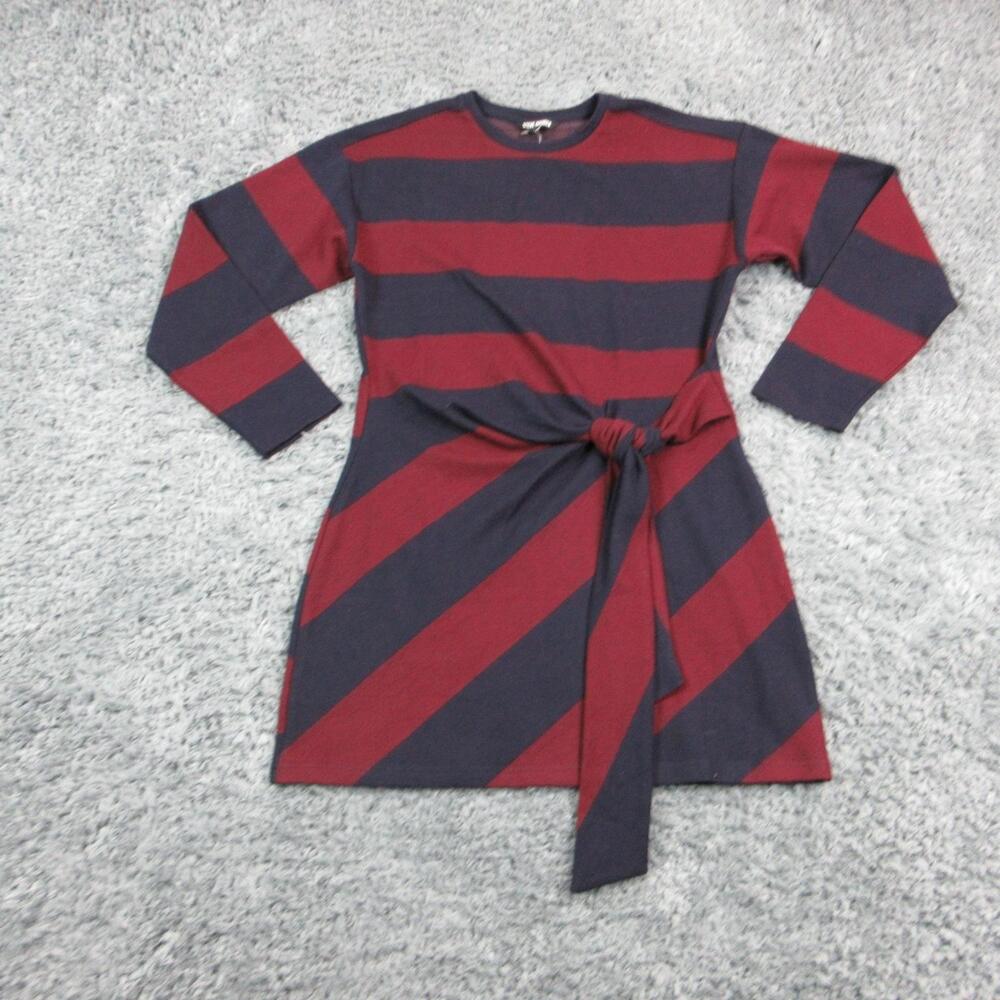 Steve Madden Dress Womens L Multicolor Striped Sweater Dress Belted NWT